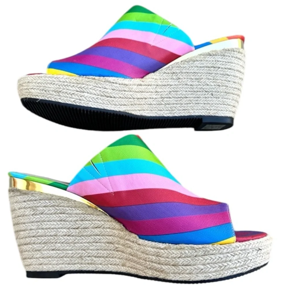 J. RENEE prys RAINBOW PLATFORM wedges heels slides sandals NEW 13 espadrilles